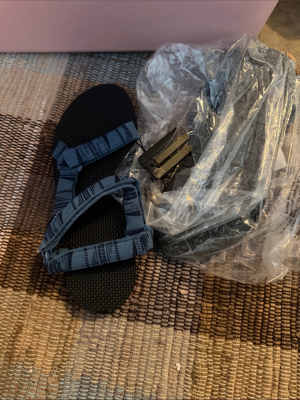 Aruba -p light blue and Black Strappy Sport Sandal